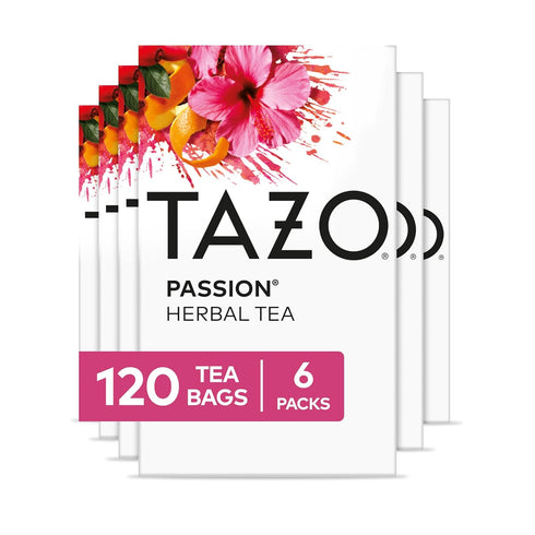 TAZO Passion Herbal Tea Bags, Iced or Hot, Caffeine-Free, 120 Total Tea