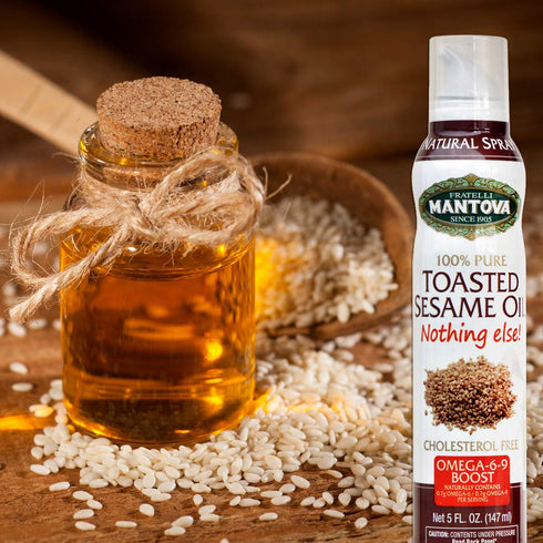 Mantova Toasted Sesame Oil - 100% Pure Cooking Spray, 5 oz, Perfect for Grilling