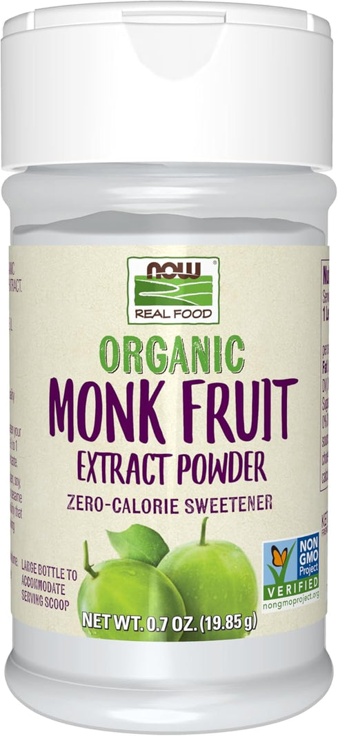 NOW Foods Organic Monk Fruit Extract Powder - Zero Calorie Sweetener, 0.7-Ounce