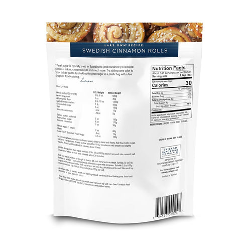 1-Pack, 2.5-lb Lars Own Professional Series Swedish Pearl Sugar Resealable Bag Non-Melting, All-Natural Decorative Nib