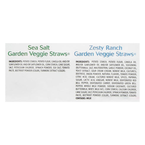 Multi-Pack, 0.75 oz (Pack 12) Sensible Portions Veggie Straws Sea Salt & Zesty Ranch, Kid Snacks, Veggie Snacks, Bag