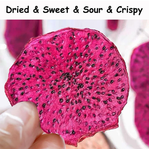 YJJOUUT 3.5oz/100g Freeze Dried Dragon Fruit Slices Chunks for Cocktails Dragon Fruit Cubes Pieces Bulk No Sugar added