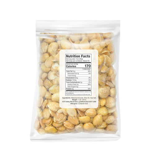 Almonds,1 Lb Sanniti Fried and Salted Spanish Marcona | Imported from Spain