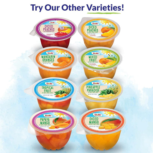 4.3oz 36 Dole Fruit Bowls Peaches in Strawberry Flavored Gel Snacks, Total Cups, Gluten & Dairy Free, Bulk Lunch Snacks