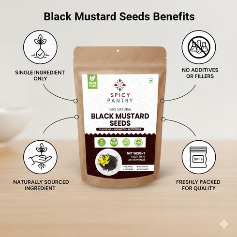 5 lbs SPICY PANTRY Black Mustard Seeds Whole Spice for Curries, Pickles, Marinades, Spice Blends & Tempering Non-GMO