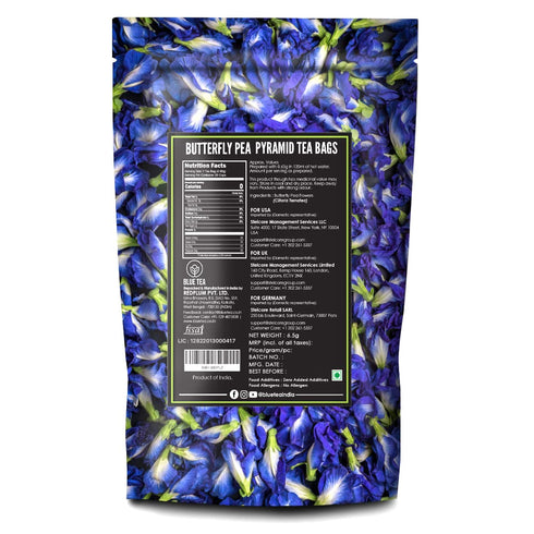 BLUE TEA - Butterfly Pea Flower Tea, 10 Tea Bags, Herbal, Caffeine Free, Plant Based, Super Anti-Oxidant