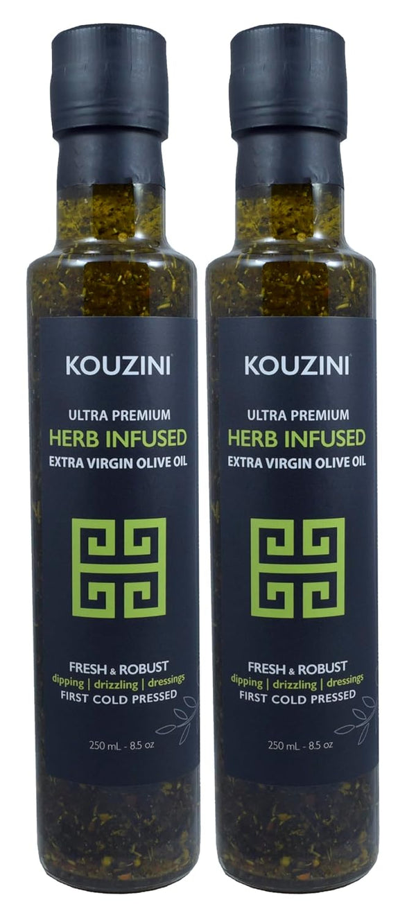 Two - Infused Kouzini Greek Extra Virgin Olive Oil (2x250ML Bottle)