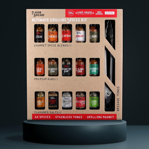 millhouse spice co. 17 Set Ultimate Grilling Gift for Men - BBQ Accessories - Gourmet Spice Blends & Seasonings, Tongs