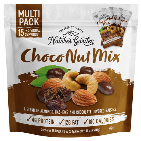 Nature's Garden Choco Nut Mix, Chocolate Covered Raisins, Almonds, Cashews, Cholesterol Free,