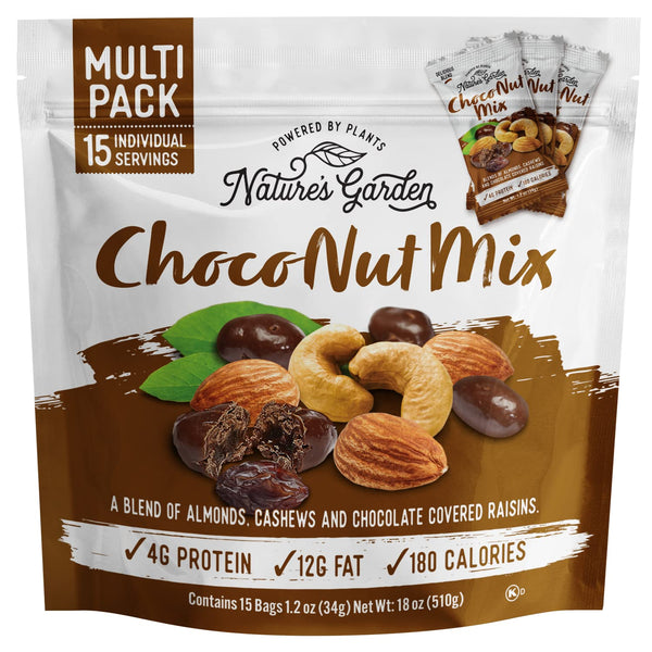 Nature's Garden Choco Nut Mix, Chocolate Covered Raisins, Almonds, Cashews, Cholesterol Free,
