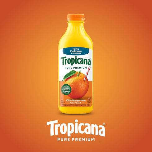 100% 46 oz Tropicana Pure Premium Orange Juice, No Pulp, Calcium and Vitamin D, fl