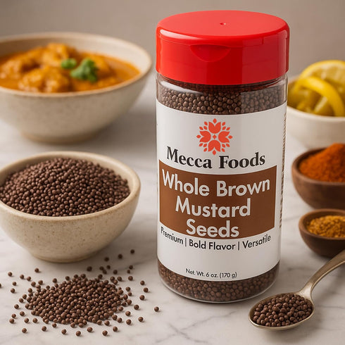 6 oz Packed Brown Mustard Seeds PET Jar Whole Mustard Seed Spice for Cooking, Pickling, Indian Cuisine & Homemade