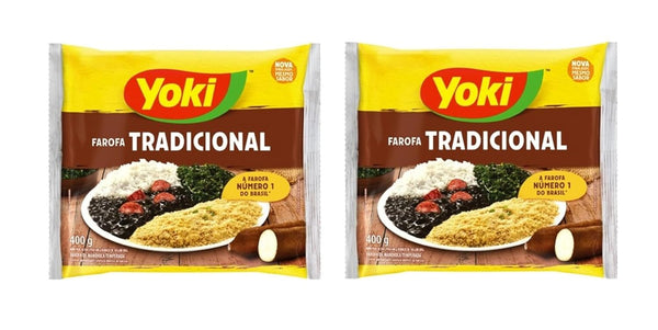 Yoki Seasoned Cassava Flour Farofa de Mandioca Pronta 400g, 14 Ounce (2 Pack)