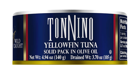 Tonnino Tuna Fish Yellowfin Pole&Line Solid Pack in Olive Oil Pack of