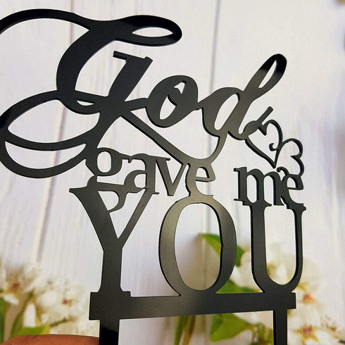 God Gave Me You Wedding Cake Topper, Party Decoration (Black)
