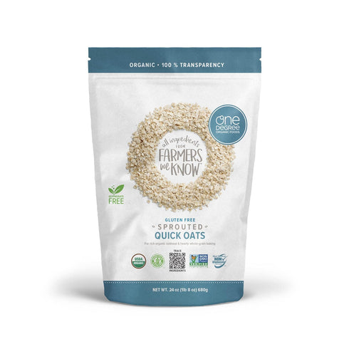 24 oz., 4 Pack One Degree Organic Foods Sprouted Quick Oats, USDA Organic, Non-GMO Gluten Free Oatmeal