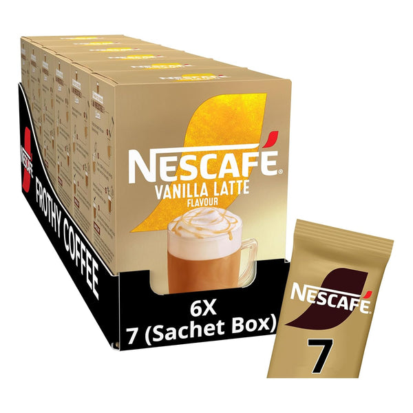 NESCAF LATTE Vanilla Instant Coffee Sachets x7 (Pack of 6, Total 42