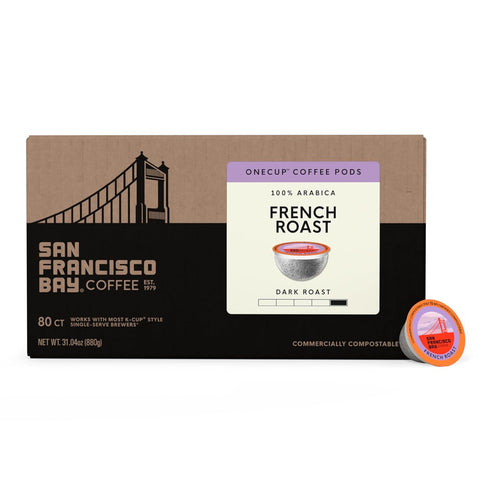 (80 Commercially San Francisco Bay K-Cup Coffee Pods, French Roast ct), Dark Roast, Compostable Single-Serve Coffee