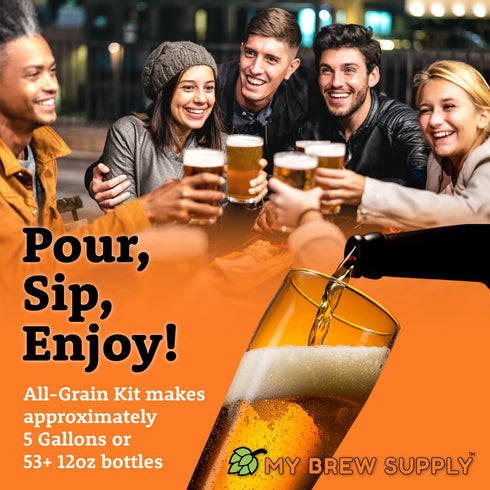 5 My Brew Supply American Wheat Brewing Kit | American Wheat & Pilsner Malt | Caramel Grain | Kent Goldings & Columbus