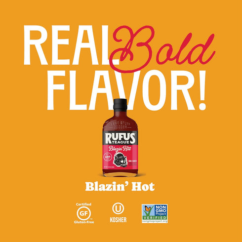 3 Pack 15.25 oz Rufus Teague Blazin' Hot BBQ Sauce, Size, Premium Barbecue Sauces with Natural Ingredients