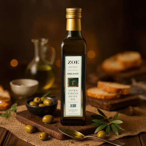 100% 25.5 oz (750mL) ZOE Diva Select Koroneiki Greek Extra Virgin Olive Oil, Cold Pressed, Koroneiki Olives, Imported