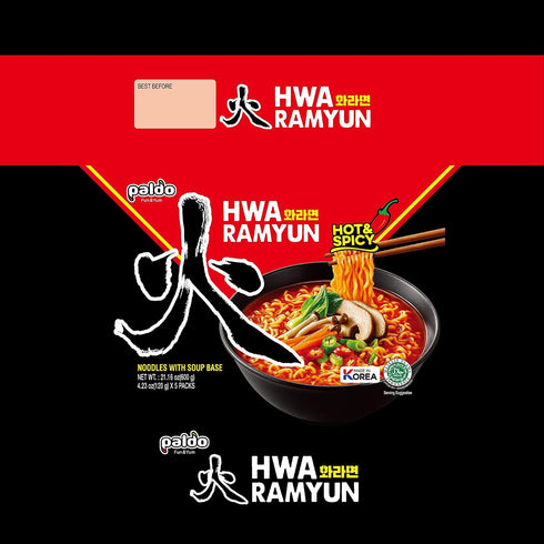 4.23 (Pack 20) Paldo Hwa Ramyun - with Soy Peptide, Hot & Spicy Noodles, Ounce