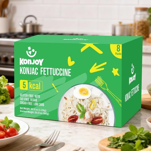 5 8 Pack 0 KONJOY Konjac Noodles Shirataki Fettuccine Calorie Low Carb Pasta, Gluten Free, Plant-Based, Keto, Vegan