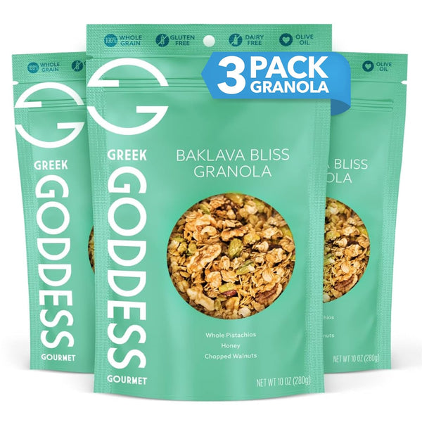 Greek Goddess Gourmet Baklava Bliss Granola with Pistachios, Walnuts, Wildflower Honey, Cinnamon