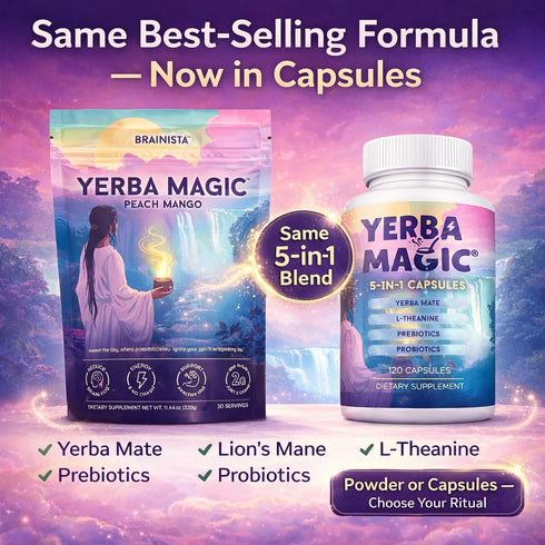 30 Yerba Magic Yerba Mate Tea Instant Powder Super Drink with Nootropics, Prebiotics & Probiotics Clean Energy, Mental