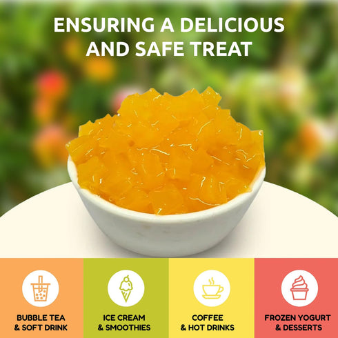 400g(Pack 1) Fanale Coconut Jelly Topping nata de coco for Bubble Tea | Mango Star Jelly Topping for Boba Tea