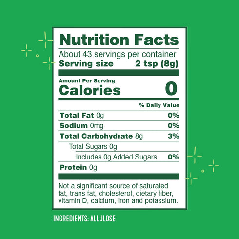 12oz Whole Earth Zero Calorie Allulose Sweetener, Zero Calorie Sugar Substitute, Keto-Friendly, Non-GMO, No Erythritol