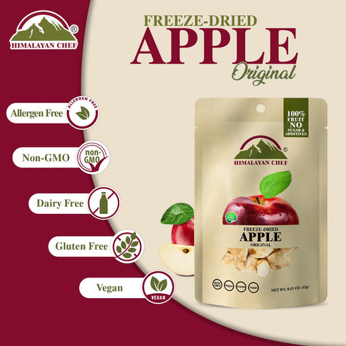 15g Himalayan Chef Freeze-Dried Fruit Freeze-Dried Apple, Healthy Organic Fruits Snacks for Kids & Adults | Baby