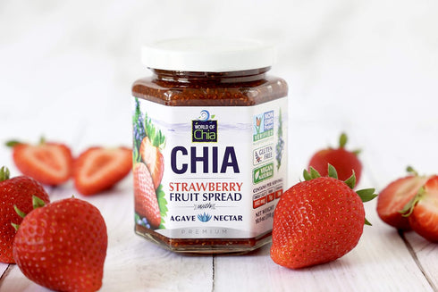 3, (10.9 oz World of Chia Premium Chia Seeds Jam - Strawberry Jams and Preserves - All Natural, Plant Based Chia Jam