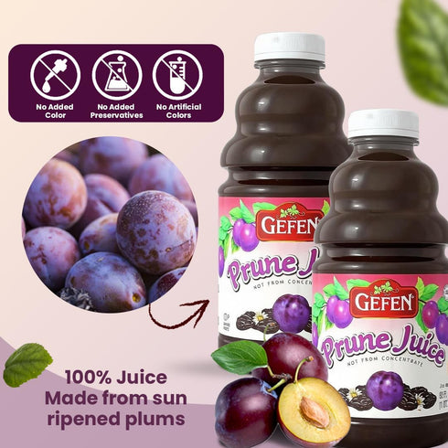 32oz (2 Pack) Gefen All Natural Prune Juice Not from Concentrate | Kosher (Including Passover)