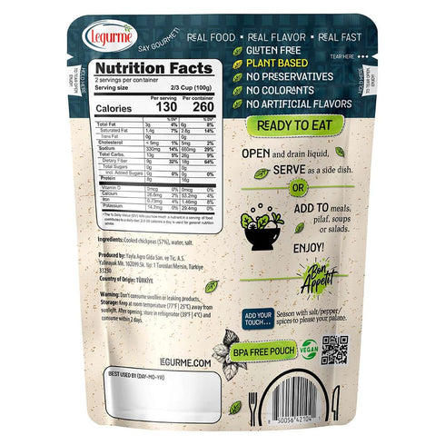 14.1 Oz (Pack 1) Mediterranean, Ready to Eat Chickpeas, Gluten Free, Plant Based, Vegan, No Preservatives, No