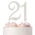 21 Cake Topper, Premium Silver Metal, 21st Birthday Party Sparkly Rhinestone Decoration, Great Centerpiece