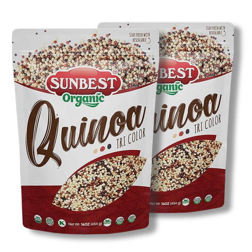 Sunbest Natural Organic Tri-Color Quinoa, Non-GMO, Vegan, Kosher, 16 Oz., 2-Pack