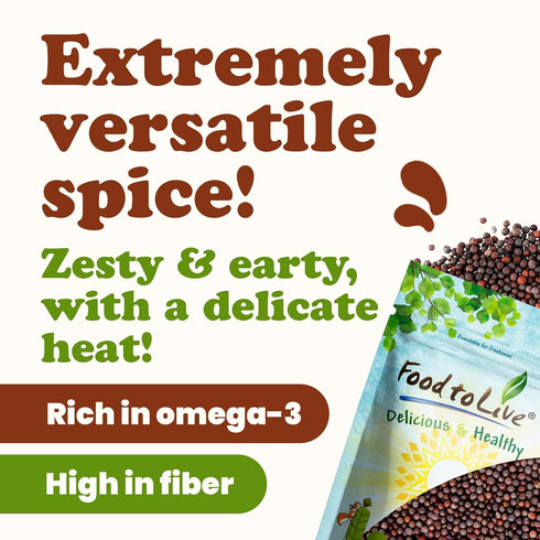 2.5 Food to Live Organic Brown Mustard Seeds, Pounds Non-GMO, Great for Pickling and Cooking. Non-irradiated. Bulk.