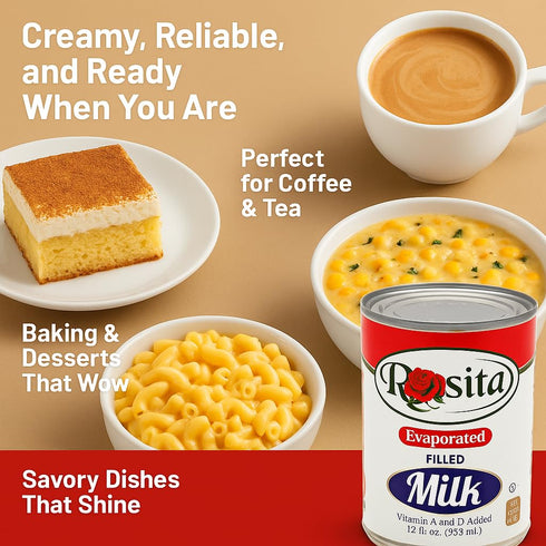 Generic 12 oz (Pack 24) Evaporated Milk, fl Cans of | Creamy Shelf-Stable Milk for Cooking & Baking | Perfect