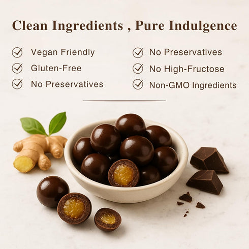 (1lb) ANDY ANAND CHOCOLATIER Chocolatier Dark Chocolate Covered California Ginger - No Artificial Additives, Luxurious