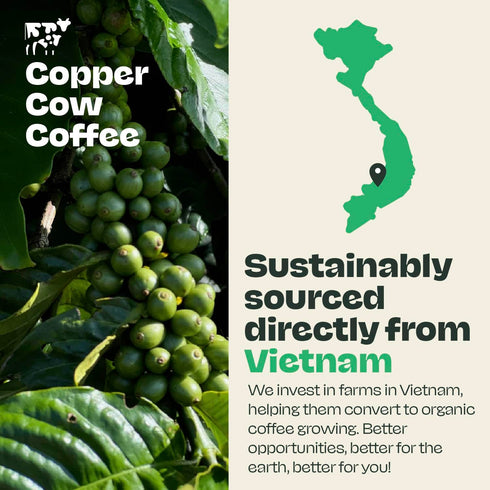 24 OZ 100% Copper Cow Premium Vietnamese Ground Coffee, | Classic Black Coffee | Dark Roast Made from Robusta Beans |