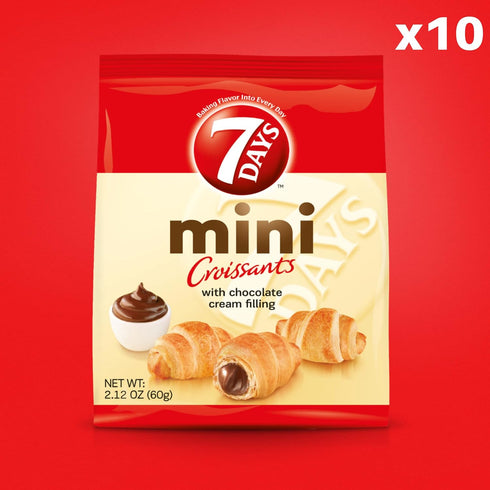 7Days (2.12oz, Pack 10) Mini Croissant Pouches, Chocolate Filling, Individual Size Snack Bag, On the Go Bakery Snacks