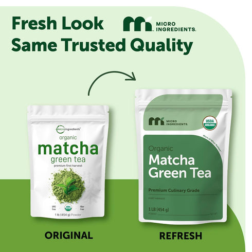100% Packaging, 1 Lb Micro Ingredients Organic Matcha Green Tea Powder, First Harvest, Culinary Grade from Japan, Pure