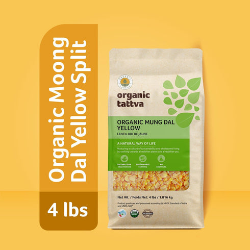 (4 lbs) Organic Tattva Moong Dal - Yellow Split Mung Beans Organic Lentils - Mung Bean Yellow Lentils Dry - High