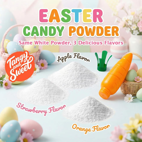 24 Rimming, Pk Carrot-Shaped Powder Candy, Apple, Orange & Strawberry Flavor Candy Powder for Dipping with Lollipops