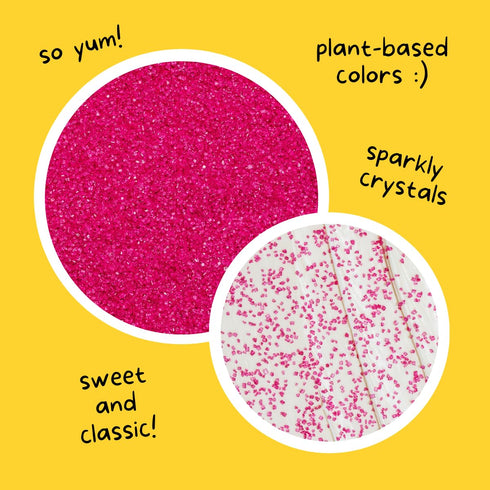 3oz, Supernatural Twinkles Sprinkles, Hot Pink Sanding Sugar, Plant-Based Color, Vegan, Made in USA