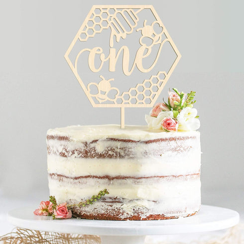 Huray Rayho Bumble Bee One Cake Topper for First Birthday, Honey Bee Theme Party Decoration