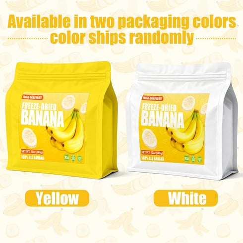 Egcina 12oz (340g) 100% Freeze Dried Bananas Crispy Banana Chips, Lightly Sweet, Real Fruit Snack Resealable Bag