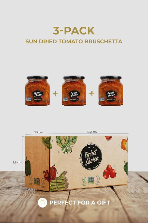 9.9 oz (Pack 3) Perfect Choice Sundried Tomato Bruschetta - Ready-to-Serve Dip