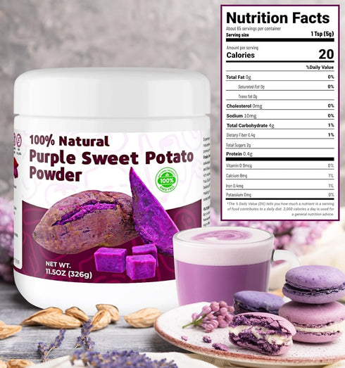 11.5oz (326g) Pack Purple Sweet Potato Powder - Natural Food Coloring for Baking, Drinks & SmoothiesUbe/Purple Yam